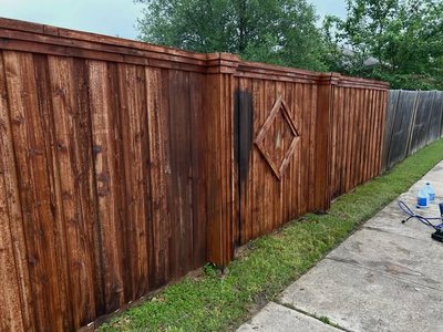Fence staining, before and after